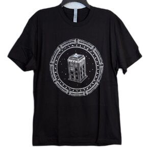 Doctor Who Stargate Tardis Graphic Tee Black Adult L